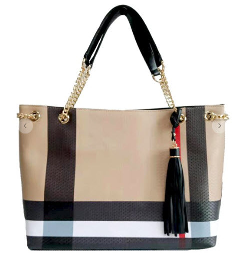 Magnetic Snap Closure Vegan Leather Shopper & Tote Set