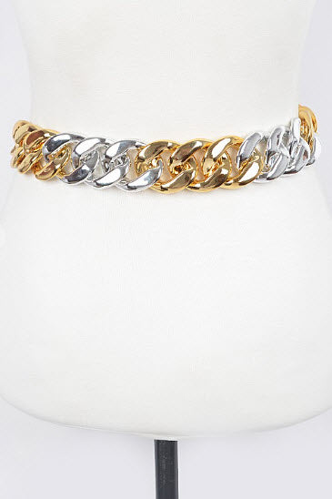 Oversized Silver & Gold Chain Belt