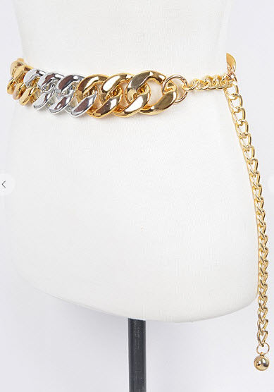 Oversized Silver & Gold Chain Belt