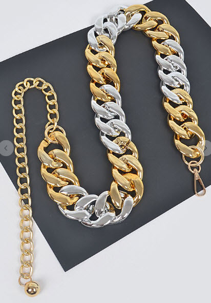 Oversized Silver & Gold Chain Belt