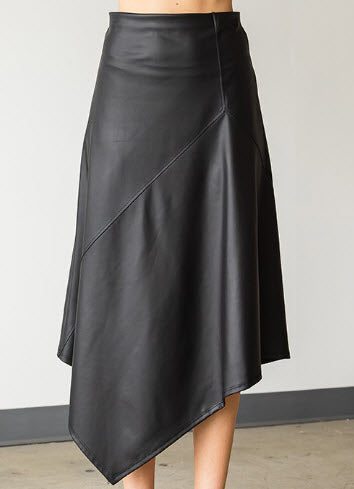 Asymmetrical Faux Leather Cross Cut Skirt (Includes Plus Size)