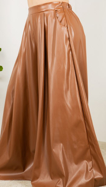 Wide Leg Faux Leather Palazzo Pants