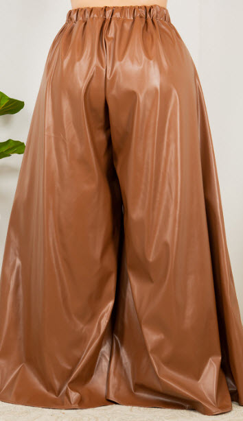 Wide Leg Faux Leather Palazzo Pants