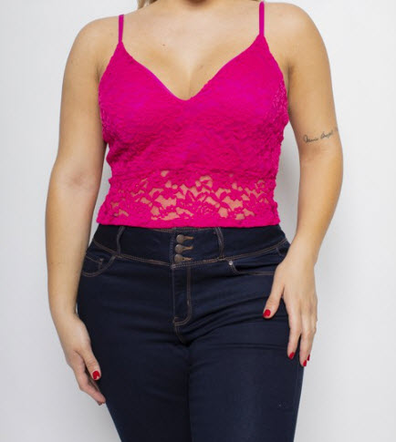 Plus Size Lace V Neck Cami